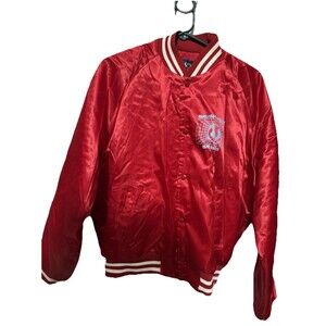 Vintage Nasco Red Satin Windbreaker Snap Close Jacket Brush Creek